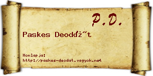 Paskes Deodát névjegykártya